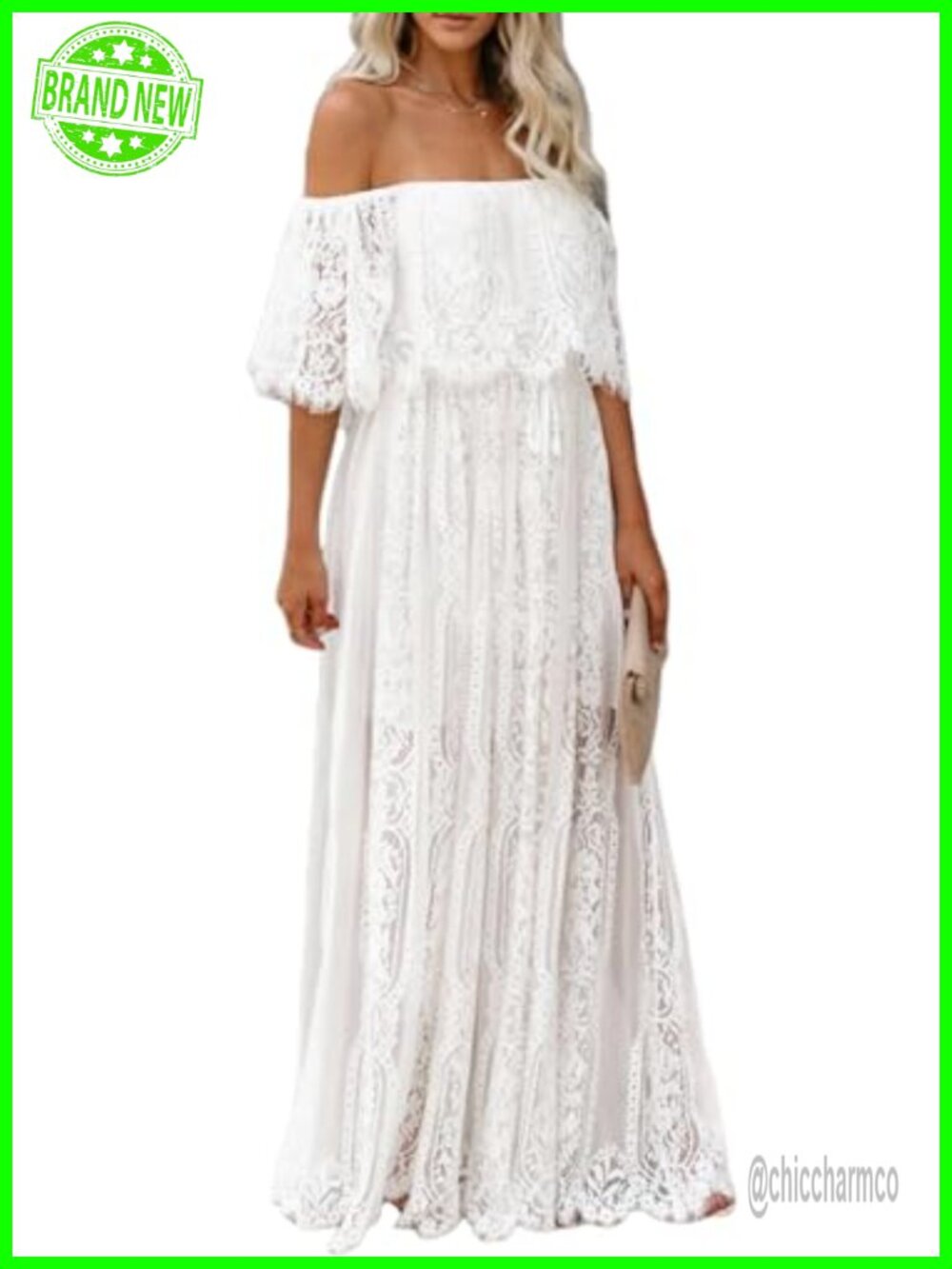 Off Shoulder Lace Maxi Dress Wedding Maternity Photoshoot